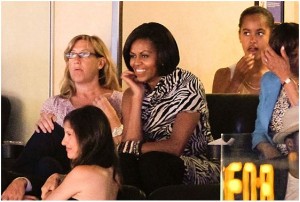 Michelle Obama Lakers Game - Zebra Top